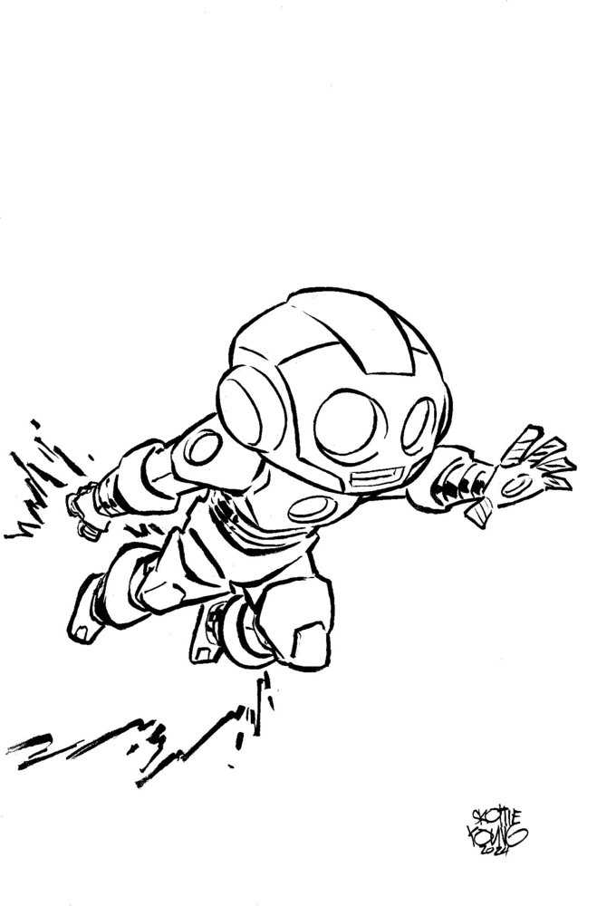 Invincible Iron Man #19 Skottie Young'S Big Marvel Virgin Black And White Varian T