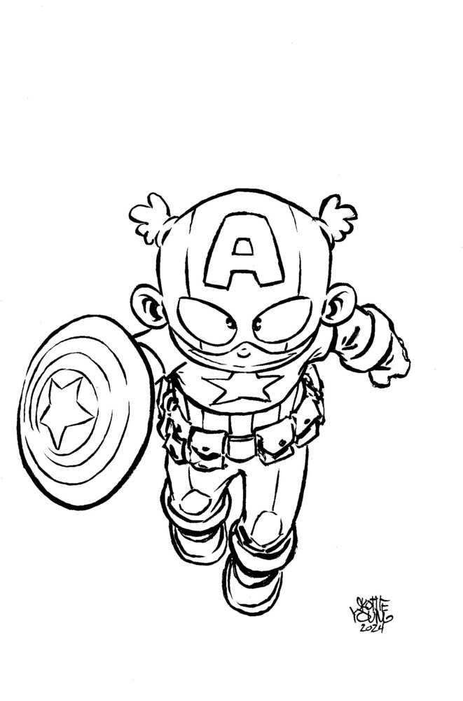Captain America #10 Skottie Young'S Big Marvel Virgin Black And White Variant