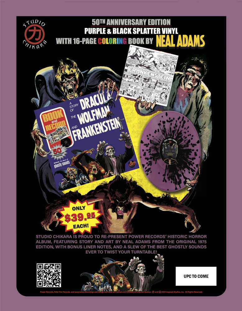 Dracula Wolfman & Frankenstein Purple Splatter Previews Exclusive Lp W/Book