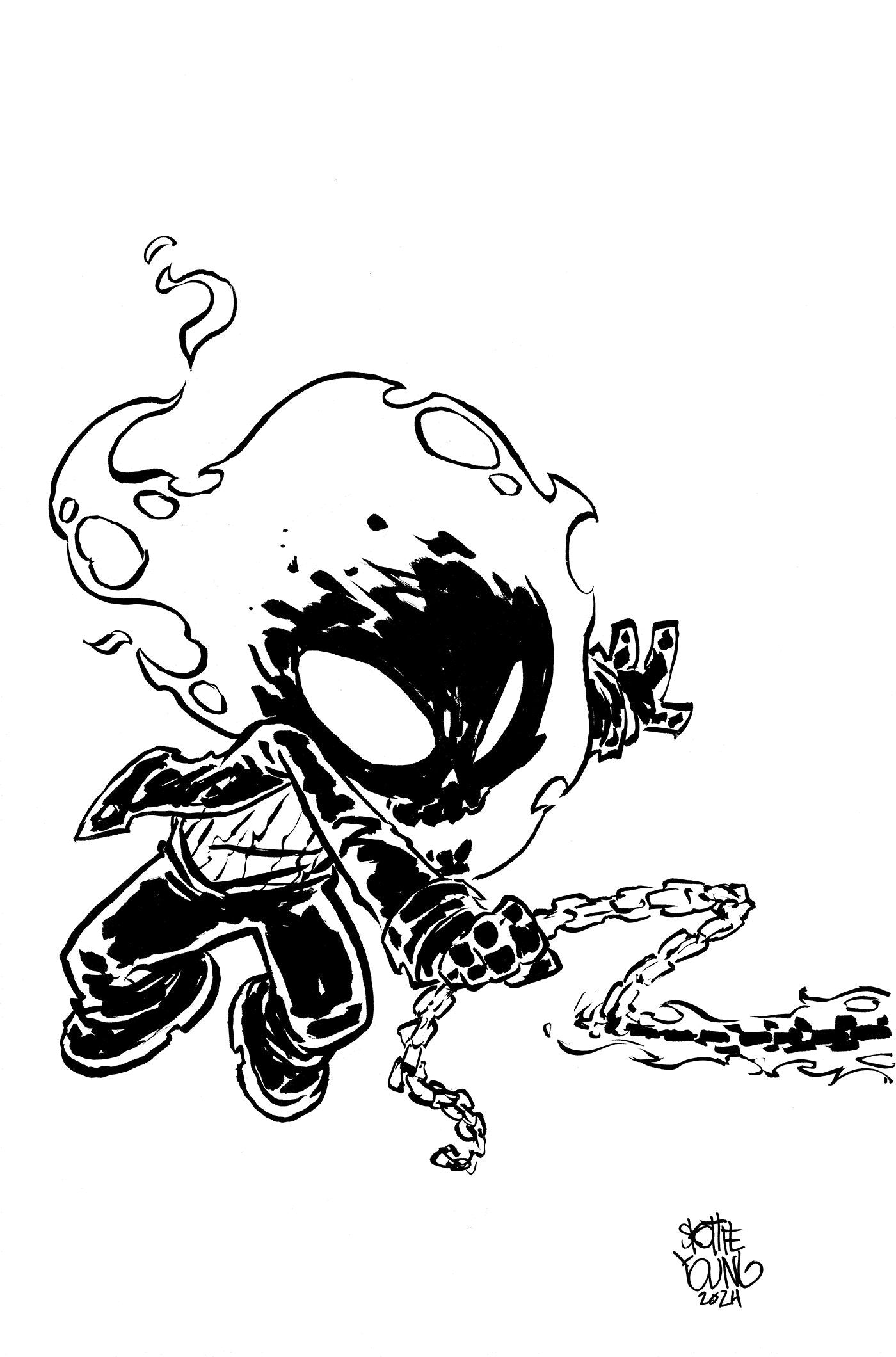 Ghost Rider: Final Vengeance #4 Skottie Young'S Big Marvel Virgin Black And Whit E Variant