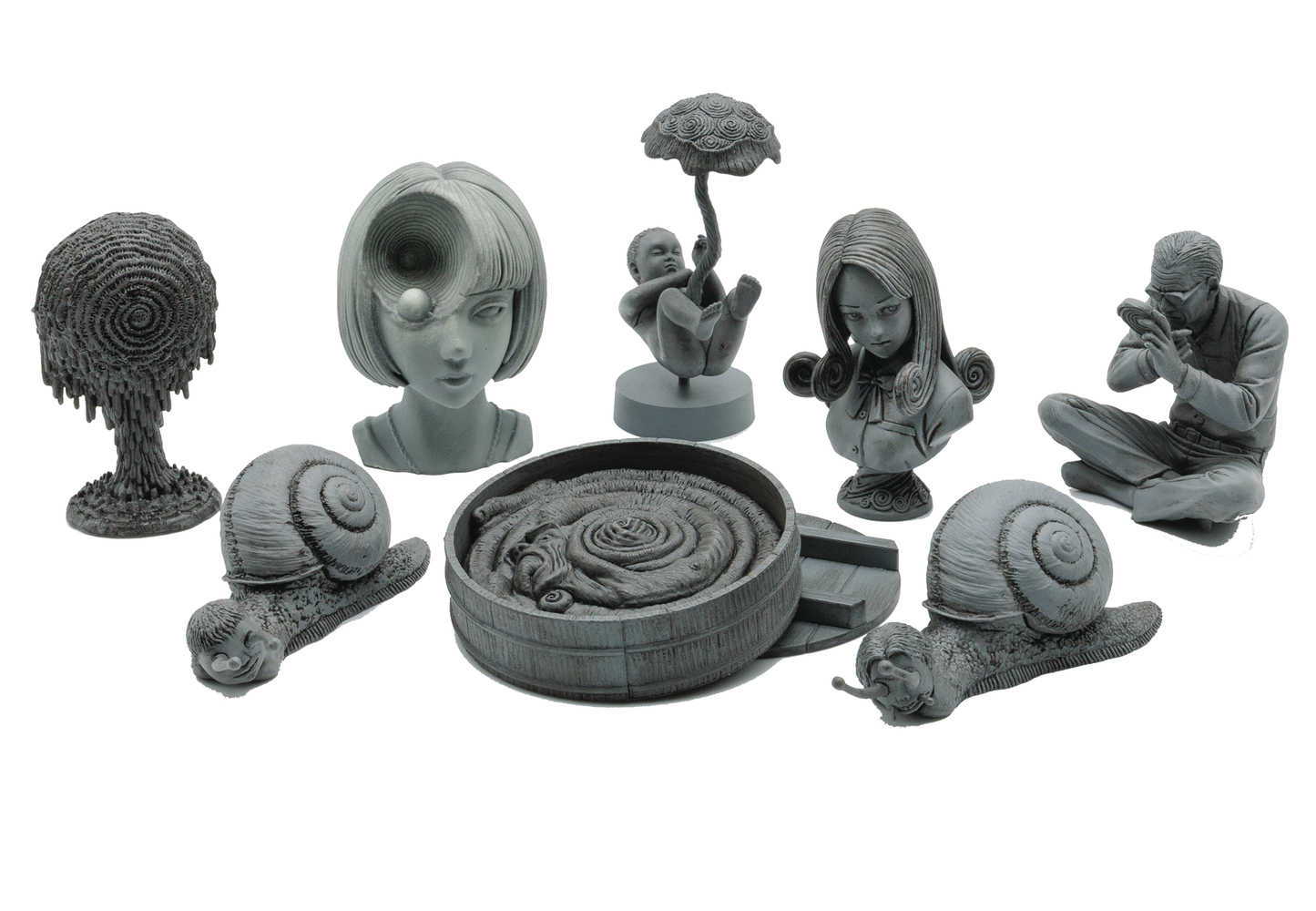 Junji Ito Uzumaki Pocket Curse 8pc Mini Figure Blind Mystery Box Display