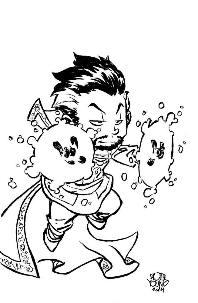 Doctor Strange #16 Skottie Young'S Big Marvel Virgin Black And White Variant [Bh ]