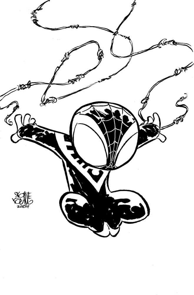 Miles Morales: Spider-Man #21 Skottie Young'S Big Marvel Virgin Black And White Variant [Bh]