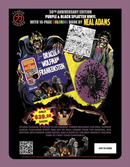 Dracula Wolfman & Frankenstein Purple Splatter Previews Exclusive Lp W/Book
