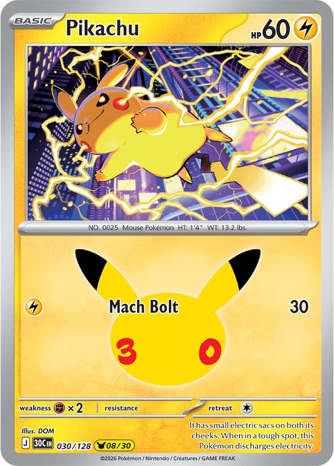 Pikachu (030/128) [Mega Evolution: 30th Celebration]