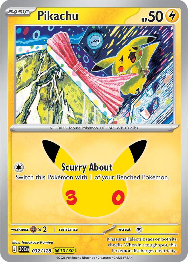 Pikachu (032/128) [Mega Evolution: 30th Celebration]